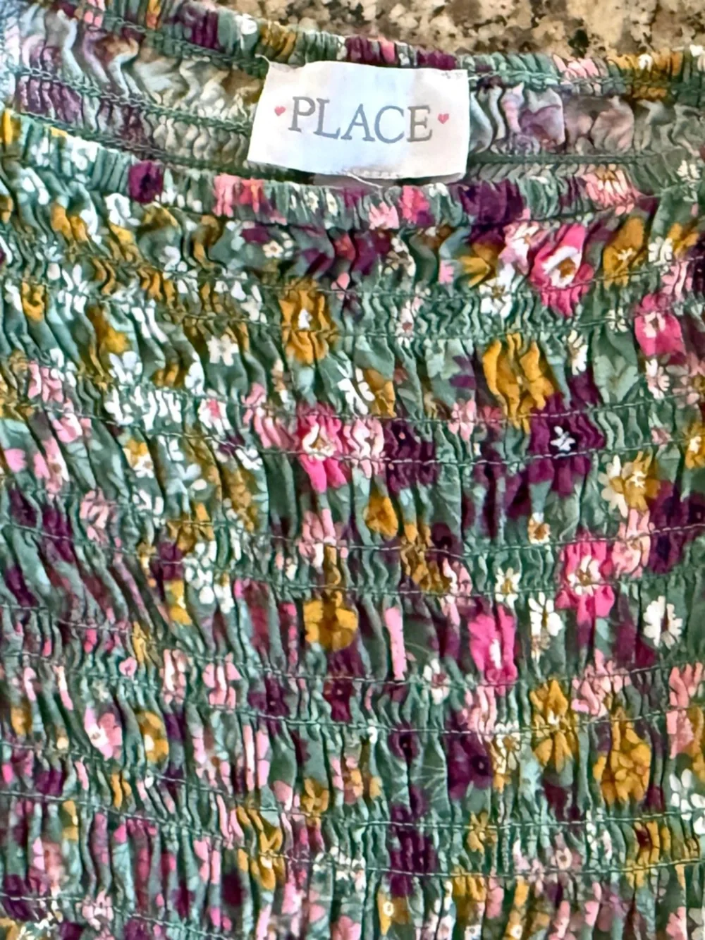 Girls 5/6 The Children’s Place Floral Dress Smocked Puff Sleeve - Picture 3 of 6